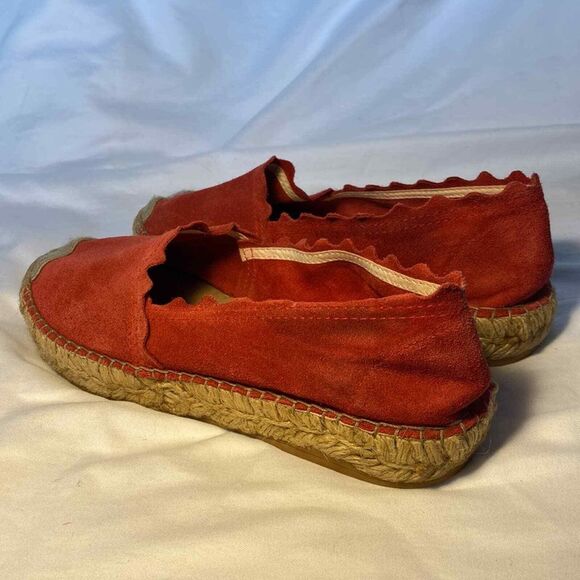 Macarena Espadrille Shoes Womens US 7.5 EU 38 Suede Elisa Scalloped Slip On Red - Picture 3 of 13